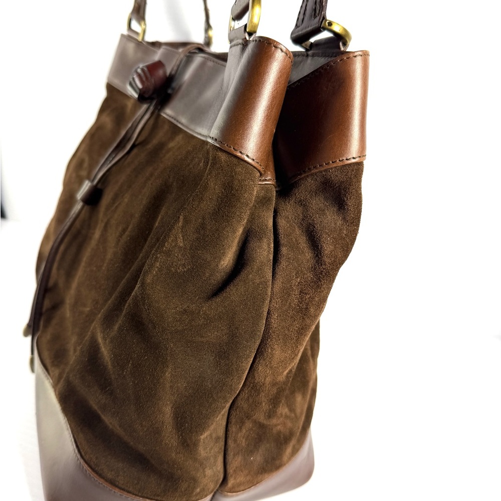 Saks Fifth Avenue Brown Leather and Suede Shoulder Bag - Picture 5 of 15
